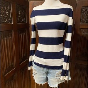 H&M navy + white fitted long sleeve